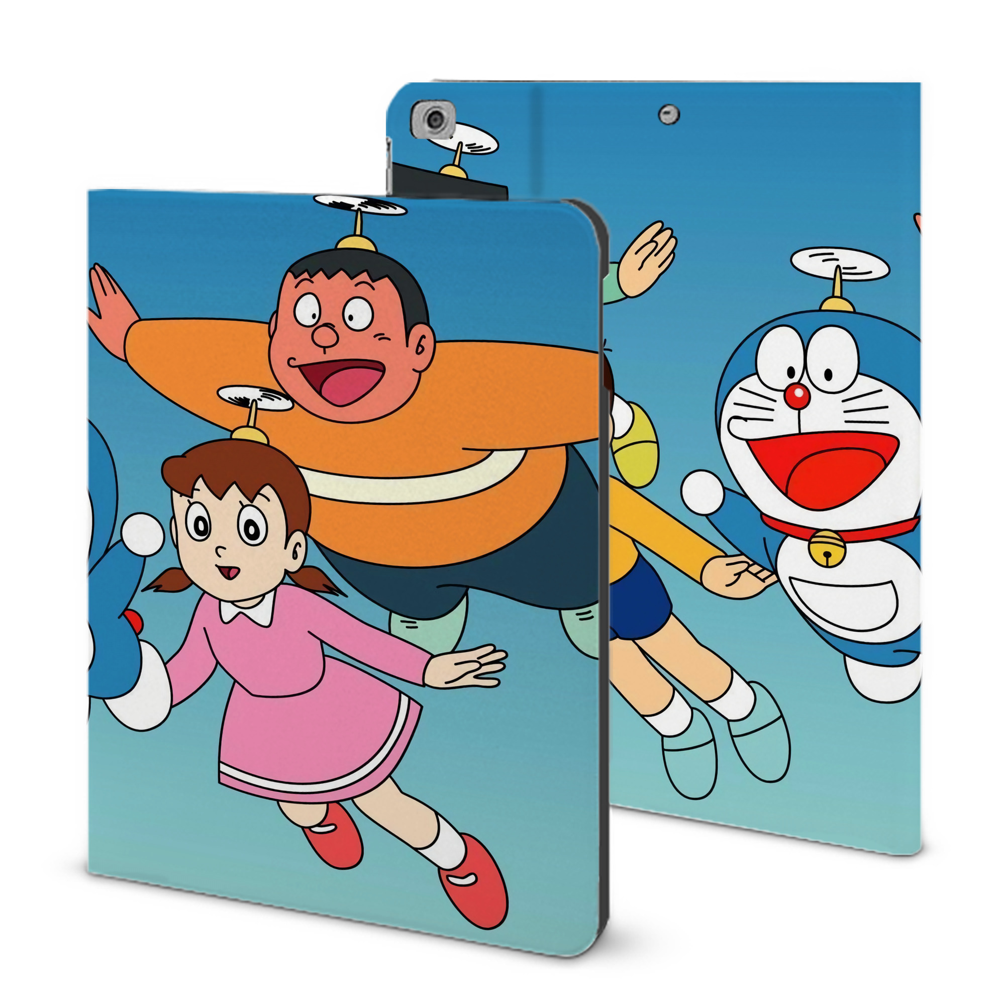 （画像用） ドラえもん Doraemon IPad ケース ブック型 PUレザー TPU 耐衝撃 軽量 薄型 ペン収納なし 全面保護 IPad 各モデル対応